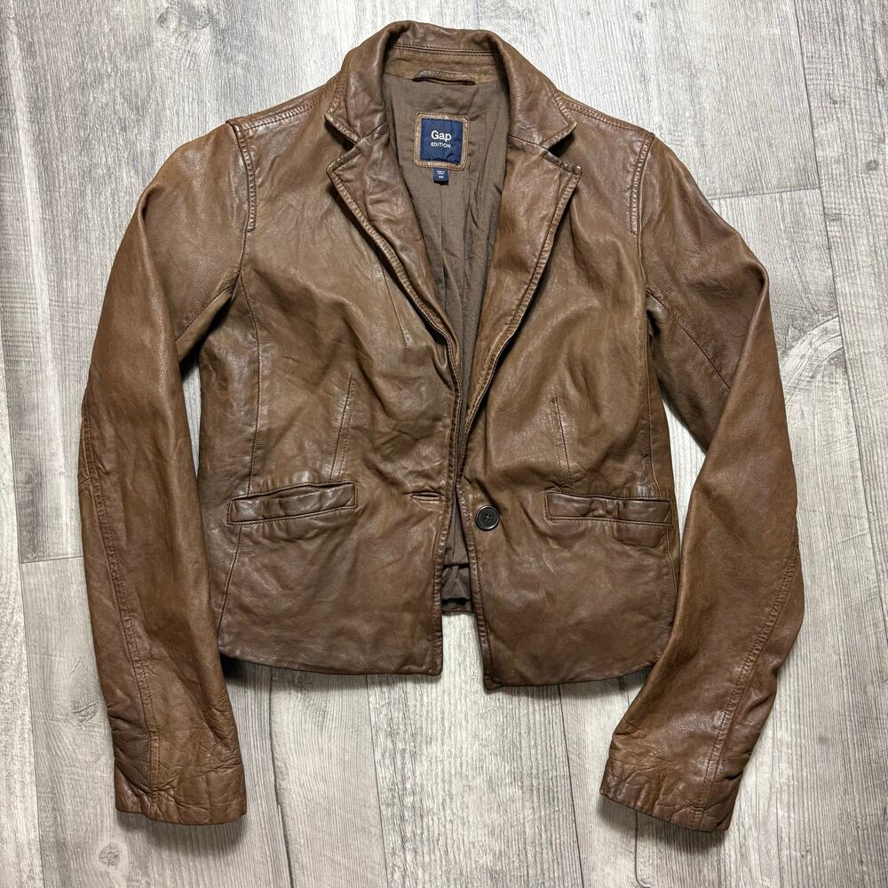 GAP Brown Leather Blazer Jacket